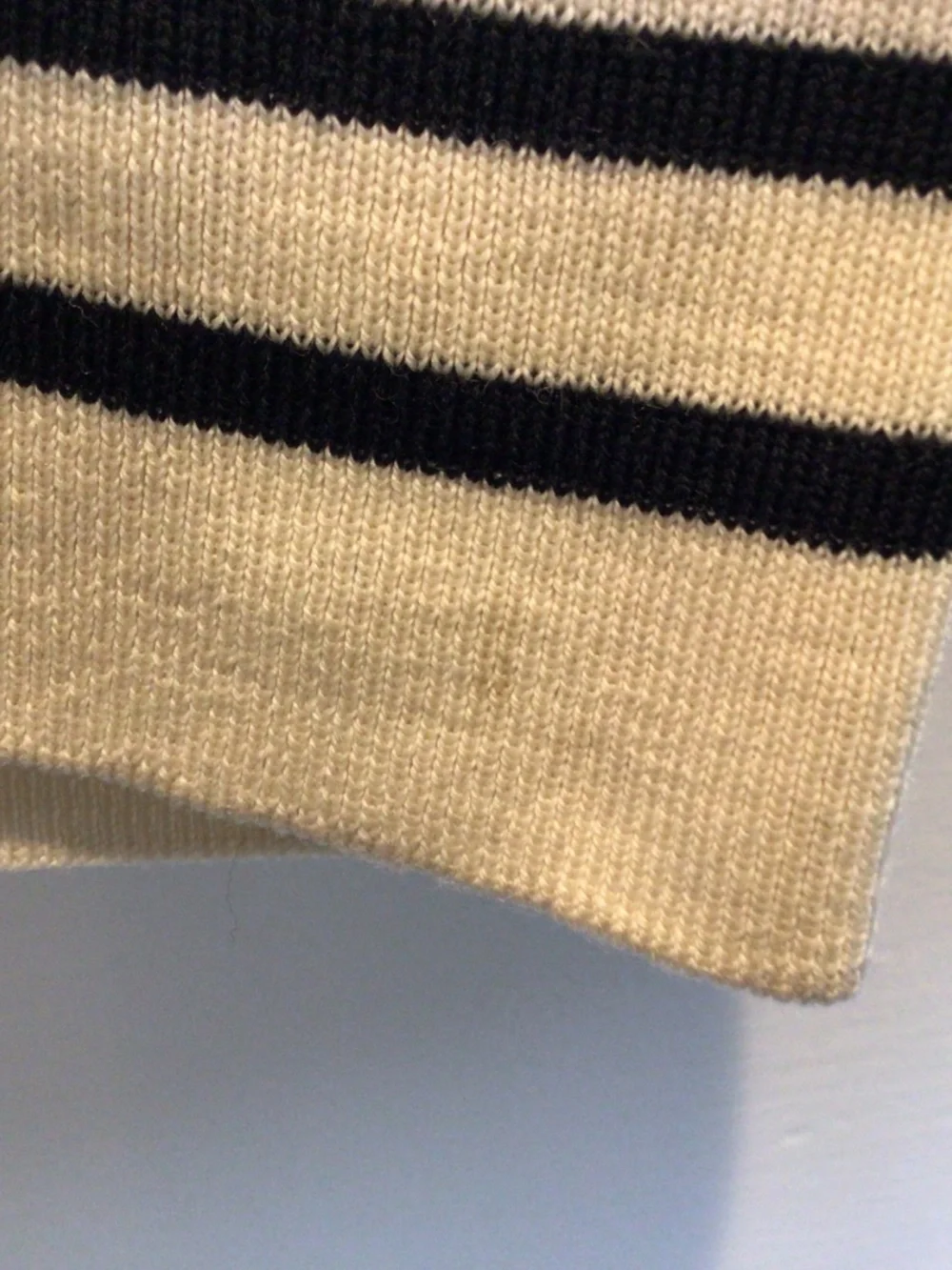 Saint James - Pure wool striped navy blue and cream quarter-zip sweater size 38 - Picture 7 of 16